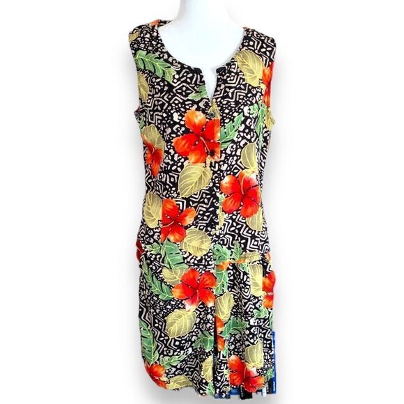 Vintage Matching Printed Short Set Abstract Tribal Art Hibiscus Floral COORD - Picture 2 of 11